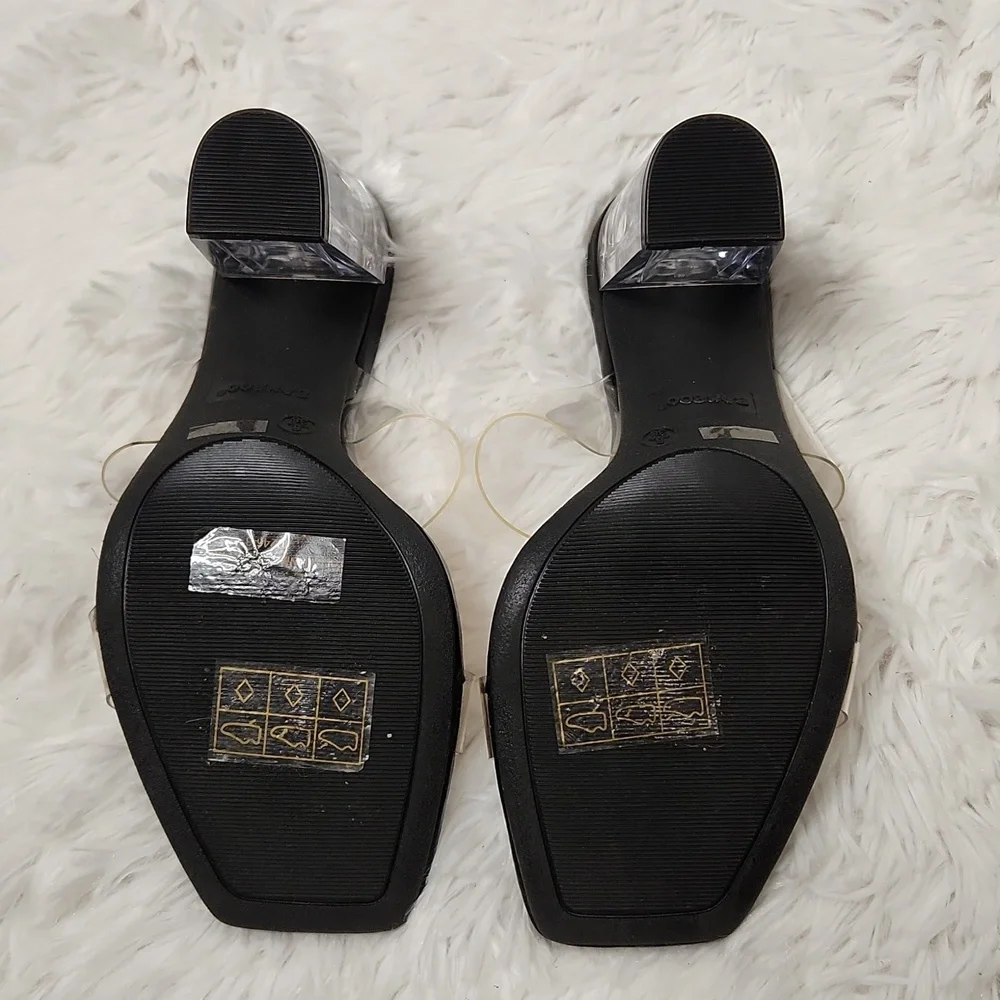 Bamboo Clear Strap Chunky Acrylic Heel slide Sandle